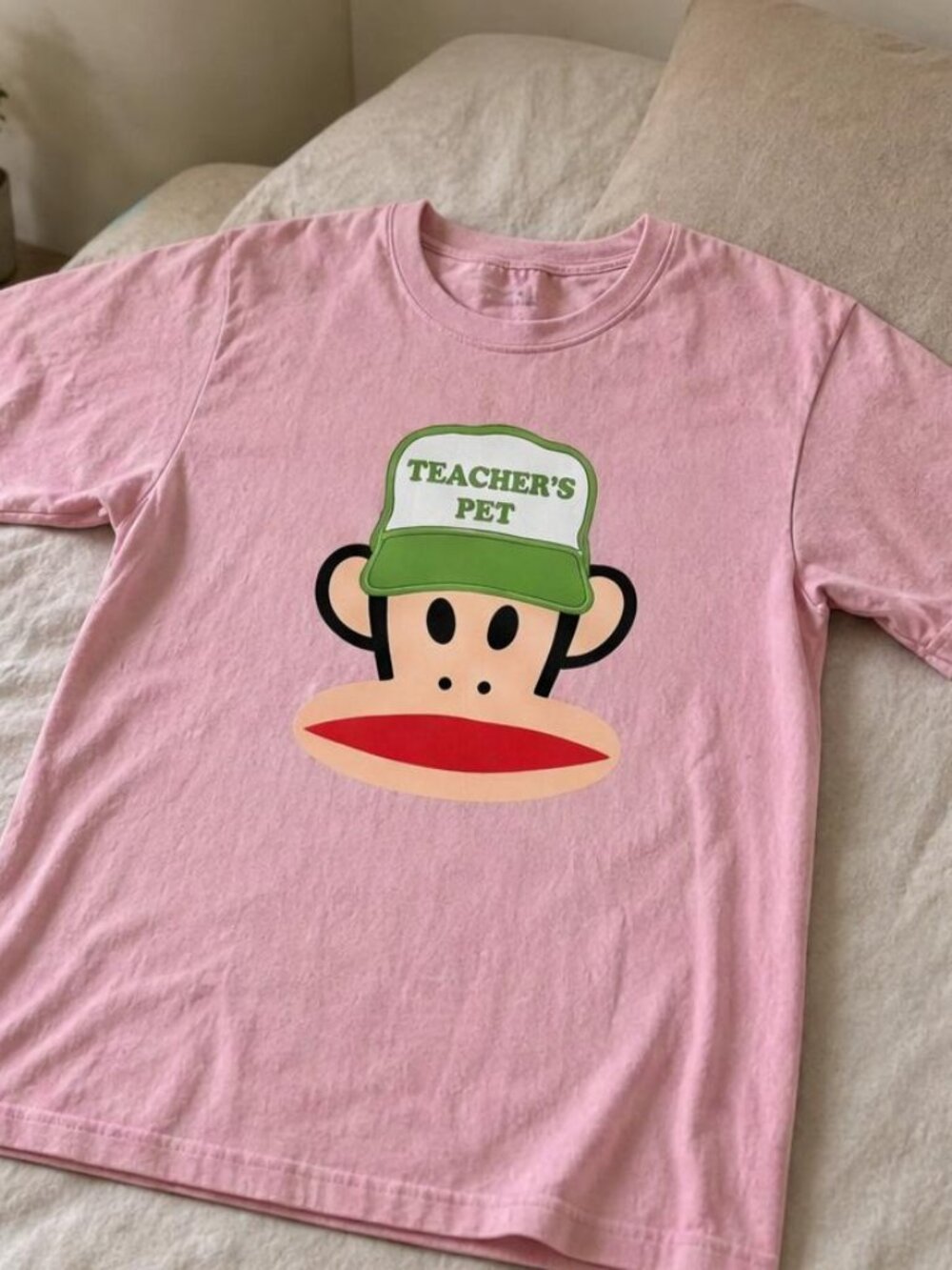 Teacher’s Pet Monkey Graphic Tee Light Pink Unisex T-Shirt